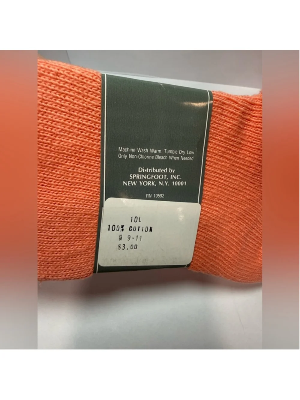 Vanderbilt Vintage Slouch Socks –Coral Peach – 100% Cotton – USA – Size 9–11 NWT